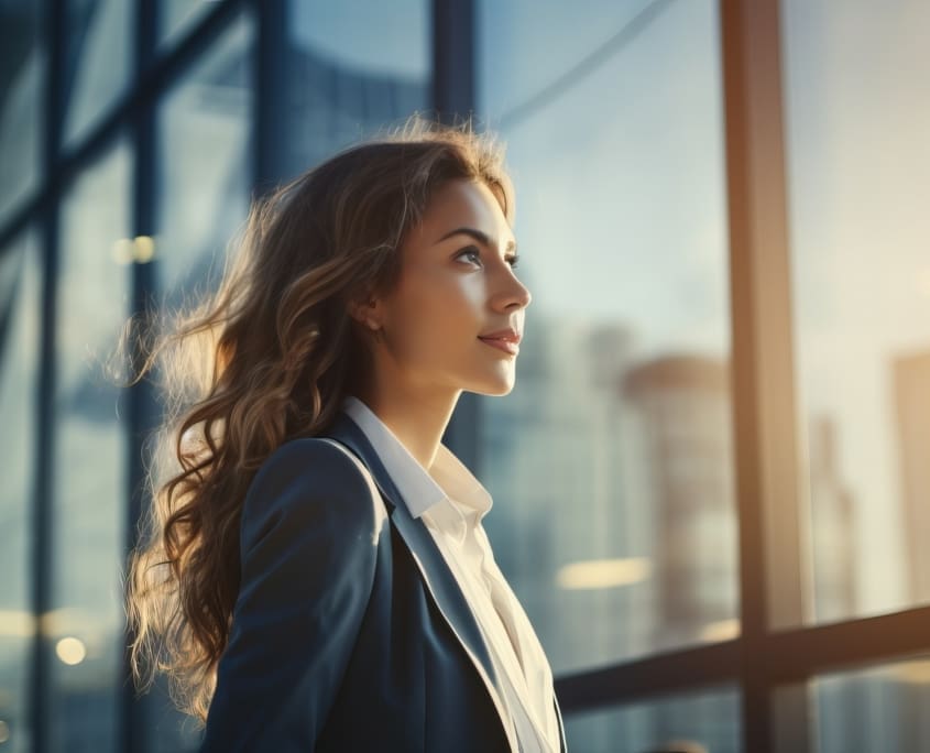 Beautiful business woman standing in the office.